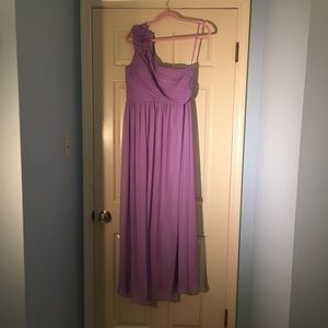 Lavender one shoulder prom bridesmaid dress